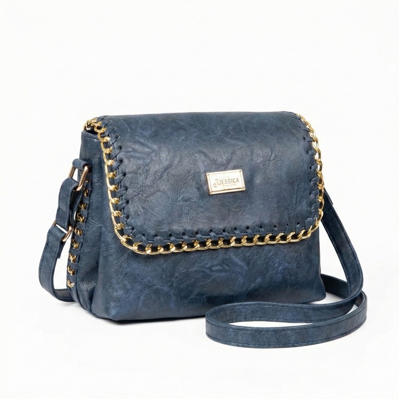  شنطة كروس جلد إيطالي مستورد لون كحلي مقاس 20×25 بسوست وإكسسوار مستورد